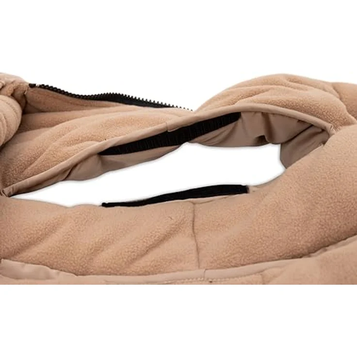 Jollein Voetenzak Groep 0+ Autostoel 3/5 Punts Gordel Puffed Biscuit - Teddy Futter, Kapuze, Reißverschluss, 100% Polyester – Bild 5