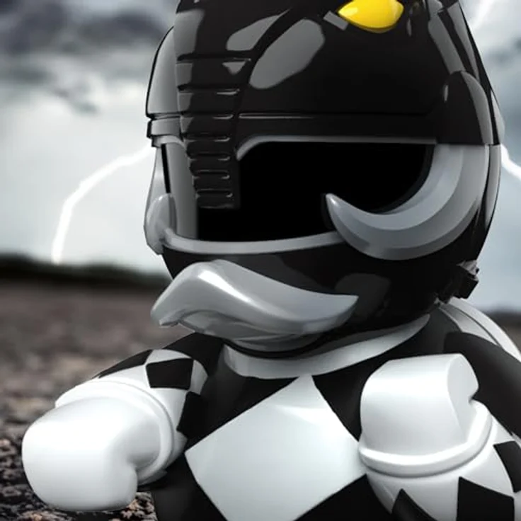 TUBBZ Erstausgabe Schwarze Ranger Vinyl-Gummientenfigur - Offizielle Power Rangers-Sammelfigur, 9 cm hoch, mit Blade Blaster und Badewannen-Box – Bild 3