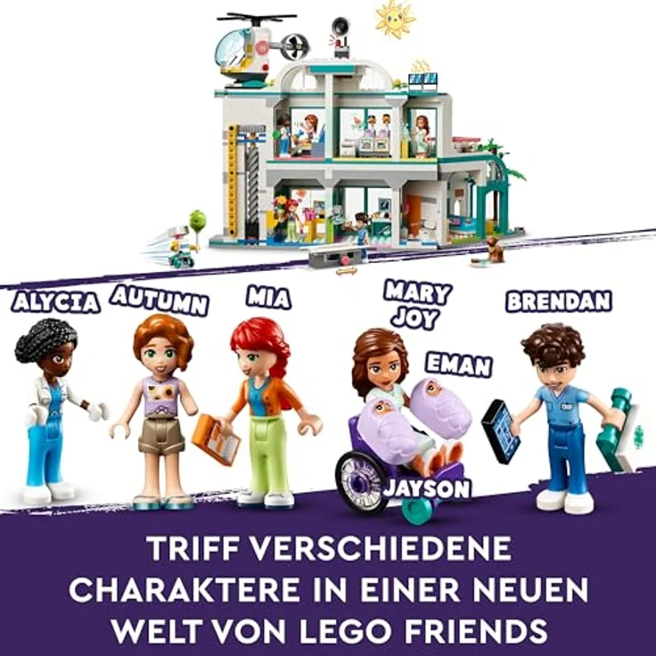 LEGO Friends Heartlake City Krankenhaus, Set mit Spielzeug-Hubschrauber und Figuren inkl. Autumn und Hund, Arzt-Spielzeug für Kinder, Geschenk für Mädchen und Jungen ab 7 Jahren 42621 – Bild 3
