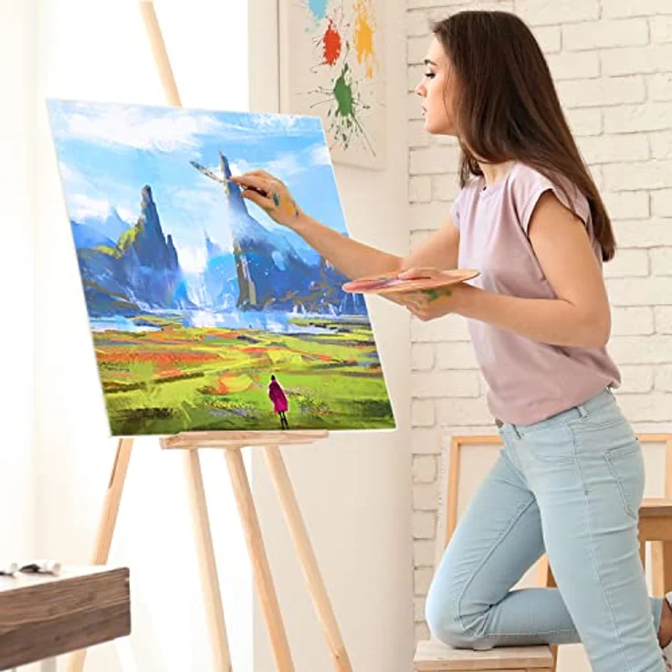 Belle Vous 3 Stk Leere Leinwände zum Bemalen – 60 x 60 cm – Vorgespannte Große Leinwand – Leinwände für Acrylfarben, Ölgemälde, Skizzen und Zeichnungen – Bild 4