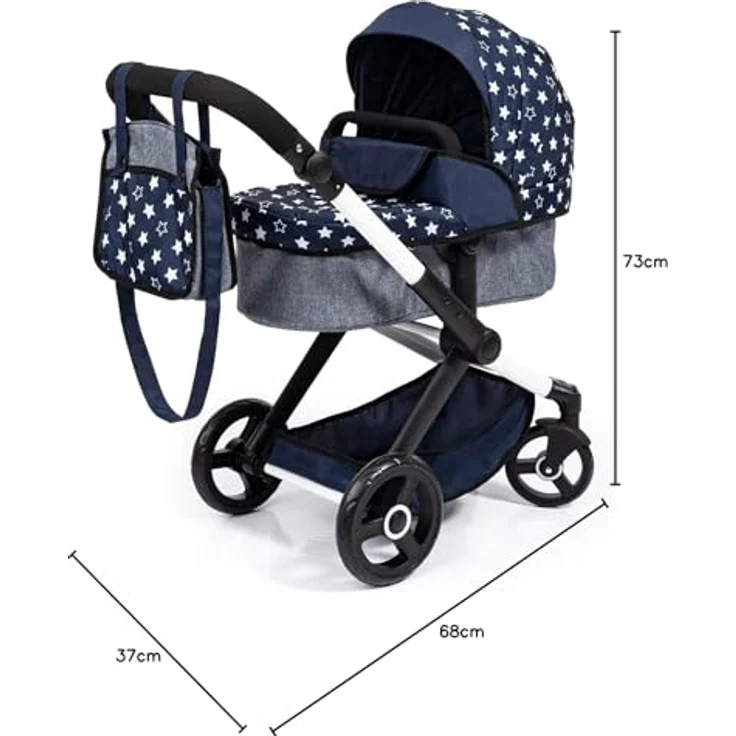Kombi Puppenwagen Xeo - Dunkelblau-Grau – Bild 8
