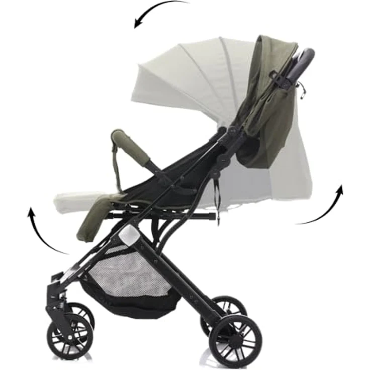 Fillikid Kinder-Buggy Styler Elite, oliv melange - Kompakter Sportwagen mit ausziehbarem Trolleygriff und großem Korb – Bild 3