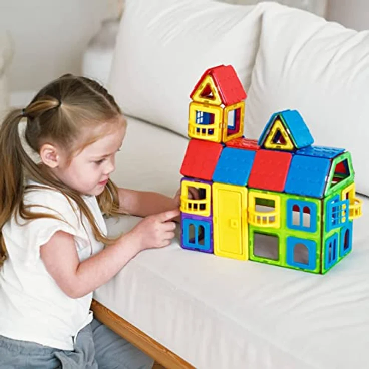 MK MAGNIKON Magnetische Bausteine 35, 84 Teile - Kinderspielzeug ab 3 Jahre, Magnete Kinder, Montessori Spielzeug, Konstruktionsspielzeug – Bild 5