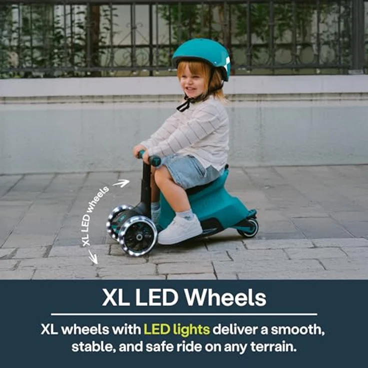 smarTrike Xtend Toddler Ride On Scooter Toy, faltbarer Kinderroller mit XL LED Rädern, für Altersgruppe 1-12 Jahre, Teal – Bild 3