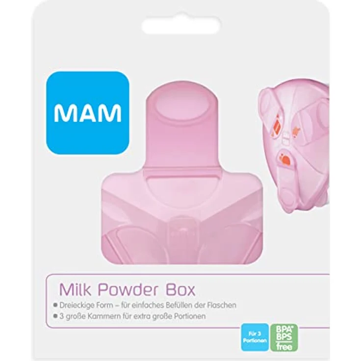 MAM Milchpulverspender, Milchpulver Box zum einfachen Befüllen von Babyflaschen, Milchpulverportionierer fasst bis zu 3 Portionen, 0+ Monate, Schildkröte/Vogel – Bild 2