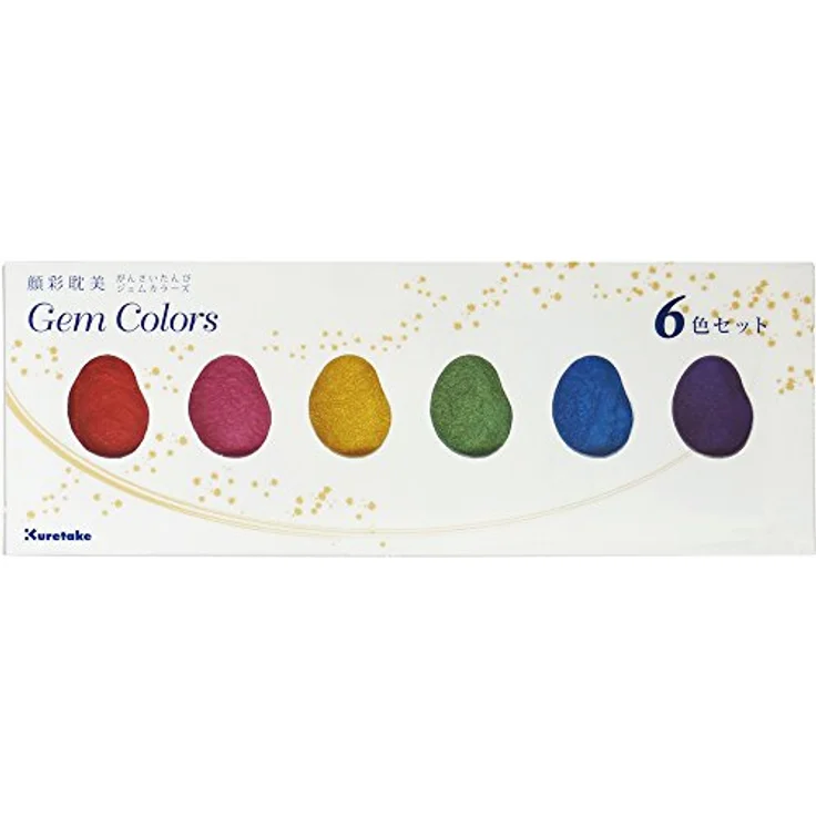 Kuretake Gansai Tambi 6 Color Set, Metallic Malfarben in Edelsteinfarben mit hoher Opaizität – Bild 1