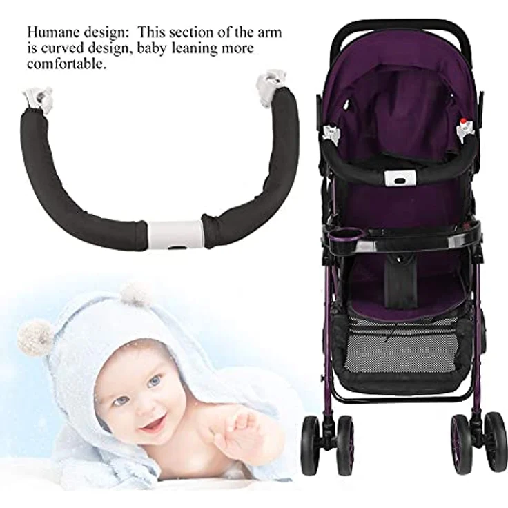 Kunststoff and Stahlrohr Kinderwagengriff Sicherheitsbügel Buggy Universal Griff Sicherheitsarmlehne Stoßstange verstellbarer Kinderwagen für Kinderwagenzubehör schwarz grün (schwarz) – Bild 6