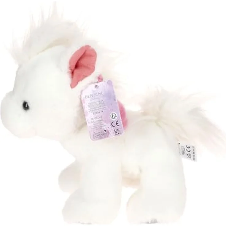 Depesche Miss Melody 12939, Kuscheltier Pferd in Weiß mit geflochtenem Zopf in Rosa und Blau, ca. 20 cm groß – Bild 5