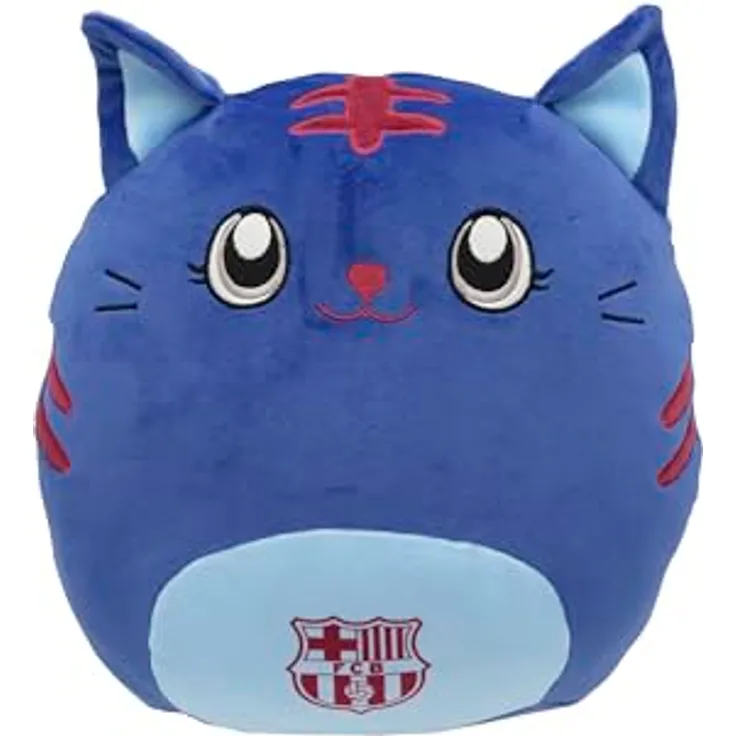 CyP Brands FC Barcelona Plüschpuppe, Katze, 30 cm, Blau, offizielles Produkt mit Barça-Wappen