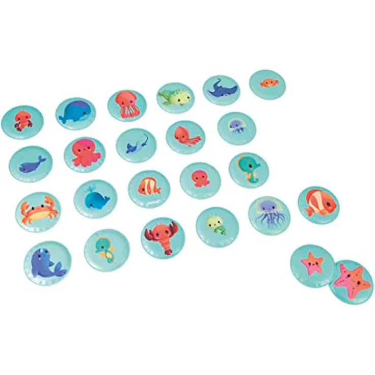 Janod Memoryspiel Meine Tierbabys-Badespielzeug-24 Schwimmende Teile-Memo-Spiel für Kinder-Erweiterbares Spielzeug-Ab 24 Monaten, J04723, Mehrfarbig