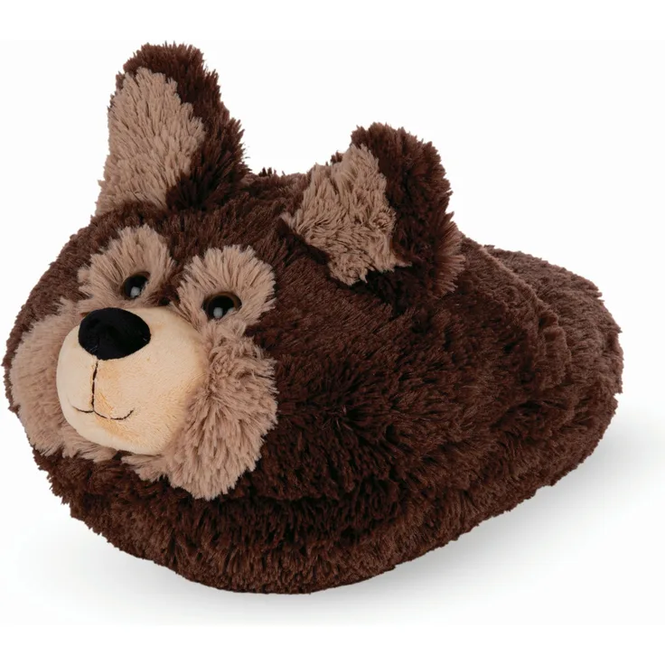 Cozy Noxxiez CS907-2 Dark Dog, warmer Plüsch-Hausschuh mit großzügiger Polsterung, 15 cm hoch, grau
