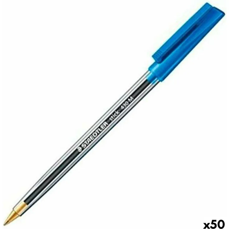 Staedtler Stift Stick 430, Schreibstifte in Blau, 50 Stück, 0,35 mm Spitze