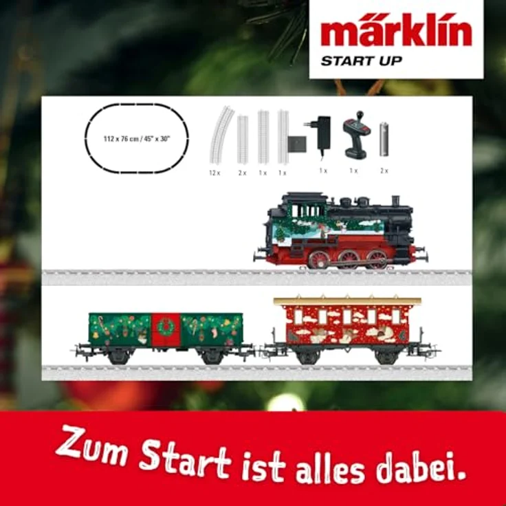 Märklin Startpackung Weihnachten, Modelleisenbahn Spur H0 mit Digital-Decoder mfx, kabellosem Infrarot-Steuergerät und C-Gleis-Anlage in Schneeoptik – Bild 7