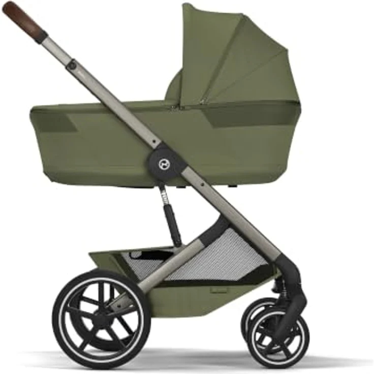 Cybex Balios S Lux Kombikinderwagen, inkl. faltbarer Babywanne, Moss Green, komfortable Federung und pannensichere All-Terrain-Räder – Bild 4