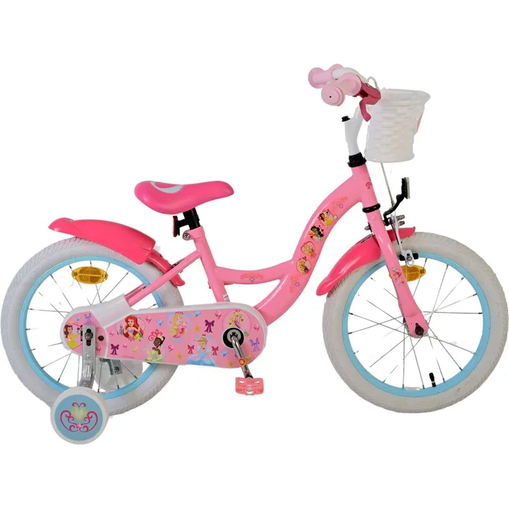 Volare Kinderfahrrad Disney Princess 16 Zoll, 1 Gang, ohne Schaltung, mit Handbremse und Rücktrittbremse, rosa