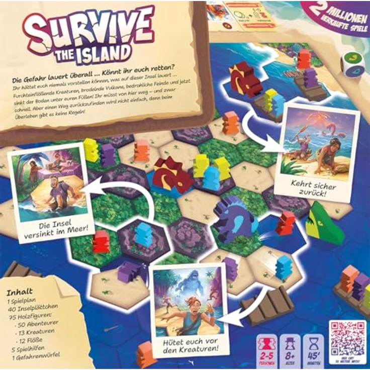Zygomatic Survive The Island Familienspiel Brettspiel - 2-5 Spieler, ab 8+ Jahren, 45 Minuten, Deutsch – Bild 2