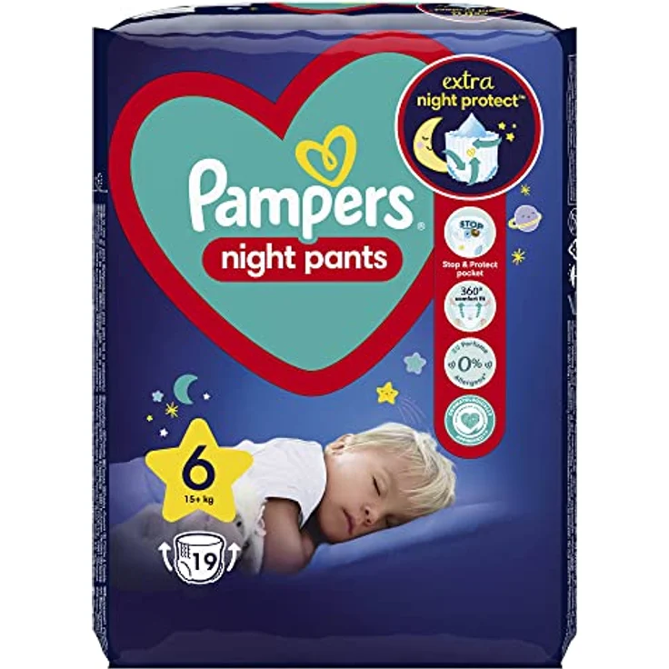 Pampers Night Pants Size 6, Einweg-Windelhöschen für die Nacht, massive Absorptionsfähigkeit, 19 Stück für 13+ kg – Bild 2