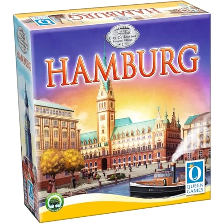 Queen Games Stefan Feld City Collection: Hamburg Essential – Strategiespiel für 1–4 Spieler, Neuauflage des Klassikers „Bruges“, 60–90 Min. Spielzeit, hohe Qualität – Bild 1