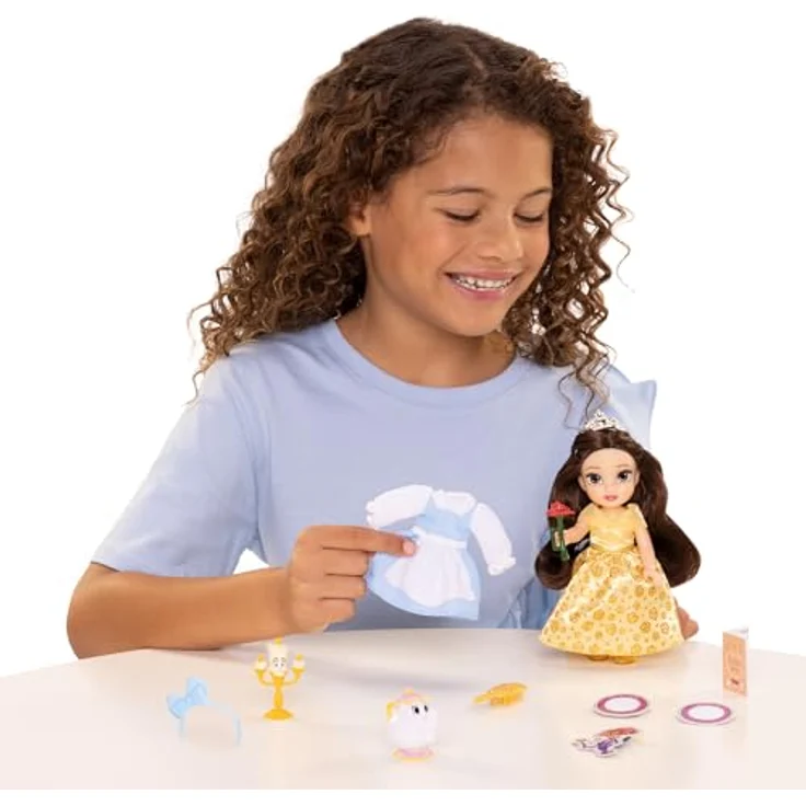 Jakks Pacific Disney Princess Bella Geschenkset, 15 cm Puppe mit Zubehör, gelb, One Size – Bild 2