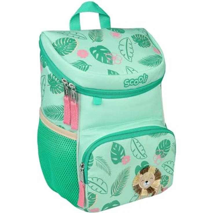Scooli Kindergartentasche Leo Lion, Rucksack aus Polyester und PVC, Grün, 8 Liter Volumen, mit Höhenverstellbaren Schultergurten – Bild 2