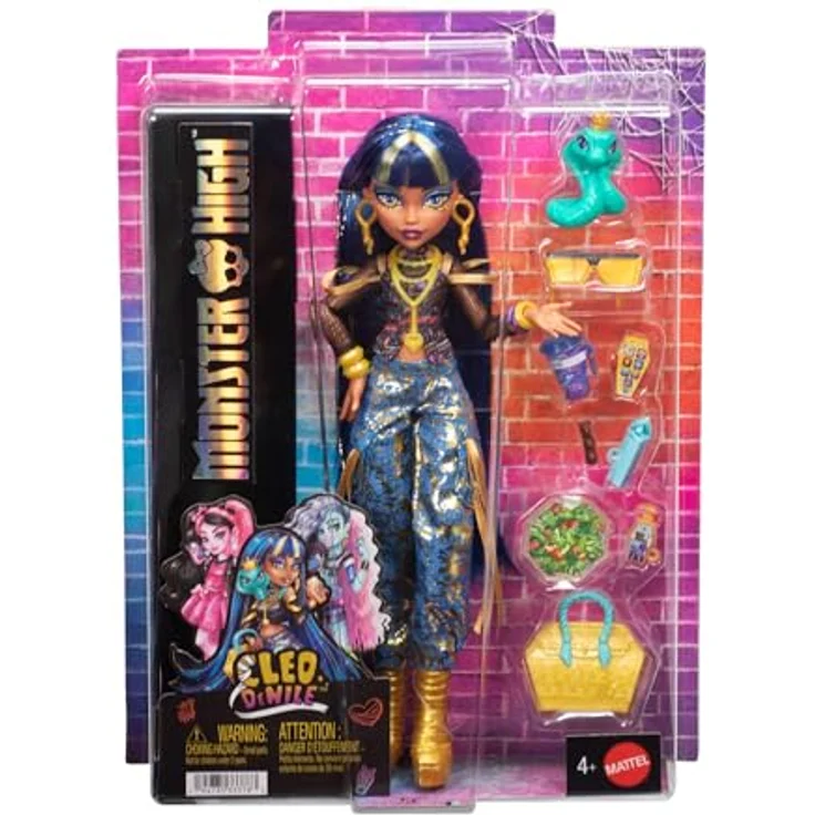 Monster High Cleo de Nile, Basispuppe (G3) mit goldenen Mumien-Akzenten, inklusive Haustier-Kobra Hissette und 7 Zubehörteilen – Bild 6