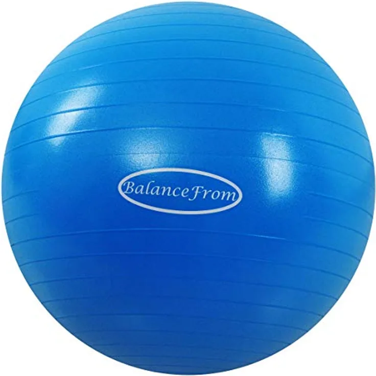 BalanceFrom Anti-Platz- und Rutschfester Gymnastikball Yoga-Ball Fitnessball Geburtsball mit Schnellpumpe, 0,9 kg Kapazität, blau, 58-65 cm, L