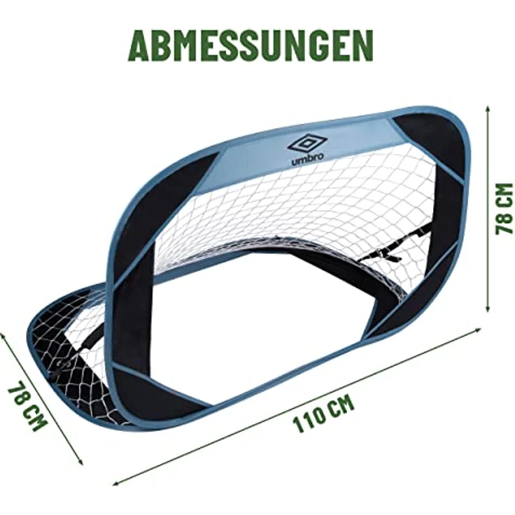 Umbro Pop-Up Fußballtor-110 x 78 x 78 cm-Inkl. Reisetasche-Fußball-Trainingsgeräte für alle Altersgruppen-Für drinnen und draußen-Schwarz/Gelb – Bild 2