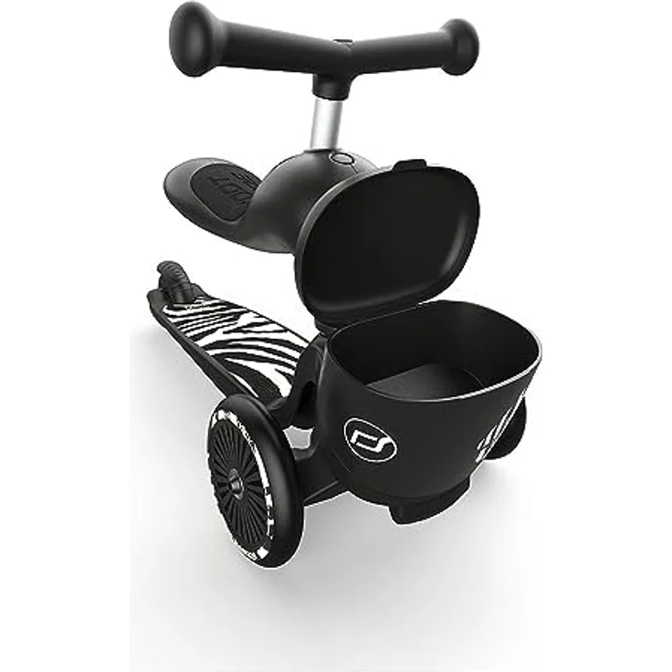 Scoot&Ride Highwaykick 1 Lifestyle, 2in1 Rutscherfahrzeug und Scooter mit Transportbox, Farbe: zebra – Bild 6