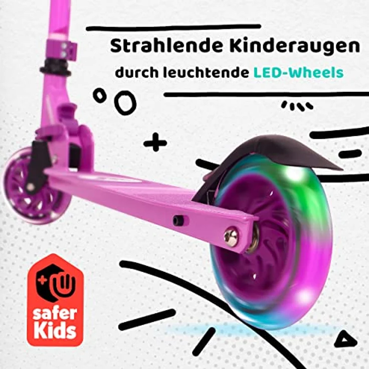 Apollo Scooter LED - Moonracer | City Scooter Kinder mit Federung | City Roller für Kinder klappbar | Tretroller Kinder ab 4 Jahre | sportlicher Cityroller | verstellbar, perfekt als Kinder Roller – Bild 4