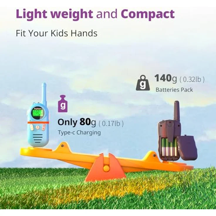 Inspireyes Walkie Talkie Kinder, Aufladbar 48h, 8 Kanäle, 2-Wege-Radio, leicht und ergonomisch, für Outdooraktivitäten, Spielzeug für 3-12 Jahre – Bild 4