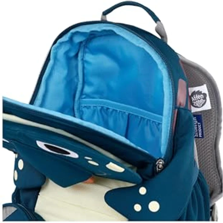 Affenzahn Kindergartenrucksack, Kindergartentasche mit gestickten Details, reflektierenden Elementen und flexiblem Stauraum, Blau – Bild 6