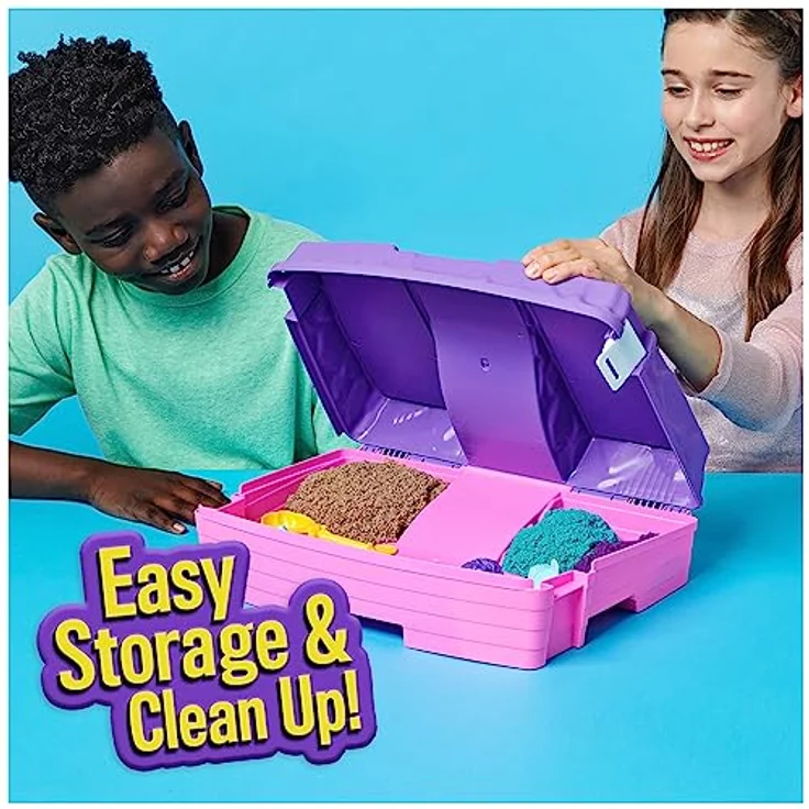 Kinetic Sand Meerjungfrauen Koffer - mit 1 kg original kinetischem Sand aus Schweden in 3 Farben, 6 Förmchen, 1 Schaufel für kreatives Indoor-Sandspiel, für Kinder ab 3 Jahren – Bild 3