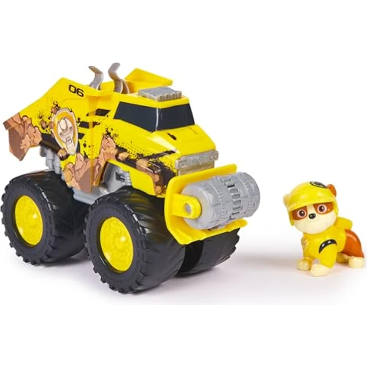 Paw Patrol Rubble’s Bulldozer, Spielzeugauto mit ausfahrbarer Pflugwalze und Rubble-Figur im Rescue Wheels Look – Bild 1