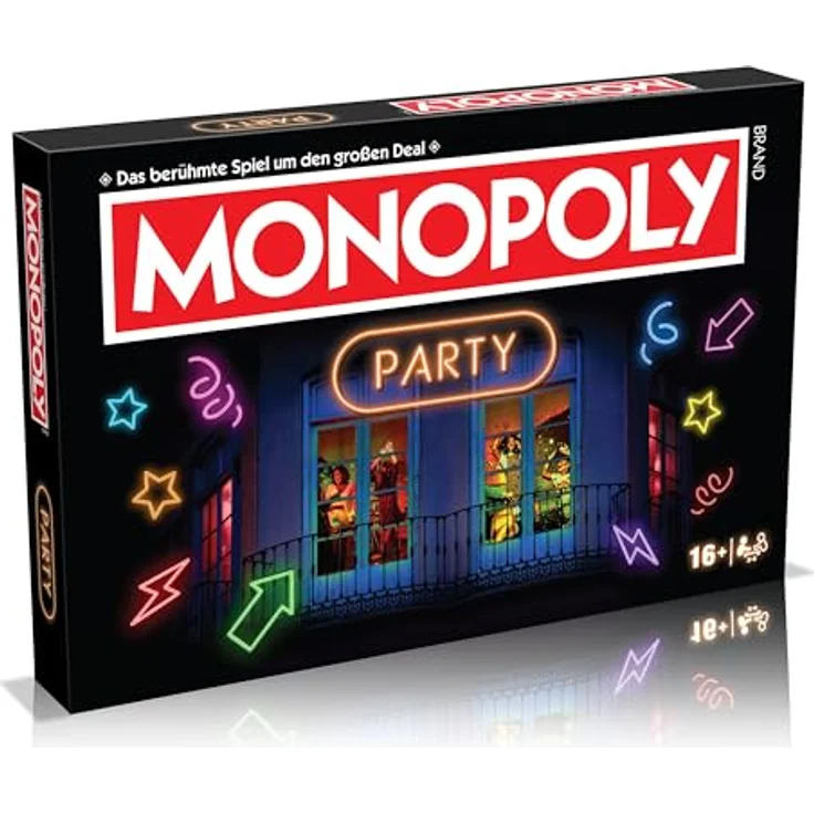 Winning Moves Monopoly Party, Brettspiel für 2-6 Spieler ab 16 Jahren, inklusive 8 Metall-Token und einzigartigem Party-Spielbrett – Bild 1