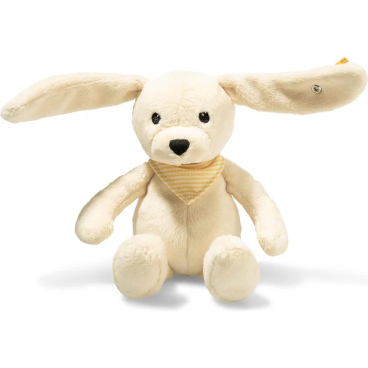 Steiff Hase Tilda 20 cm, Kuscheltier aus kuschelweichem hellgelbem Plüsch mit Halstuch, waschbar bis 30°C