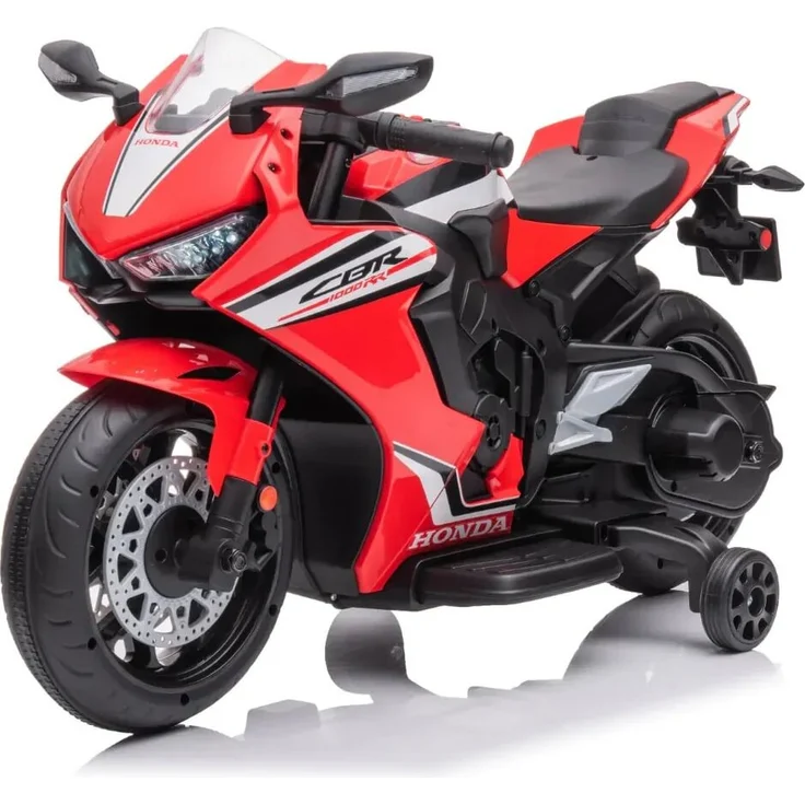 Vrooomy Elektromotorrad Honda CBR 1000RR, 12V für Kinder von 2–5 Jahren, rot, mit LED-Scheinwerfern und abnehmbaren Stützrädern