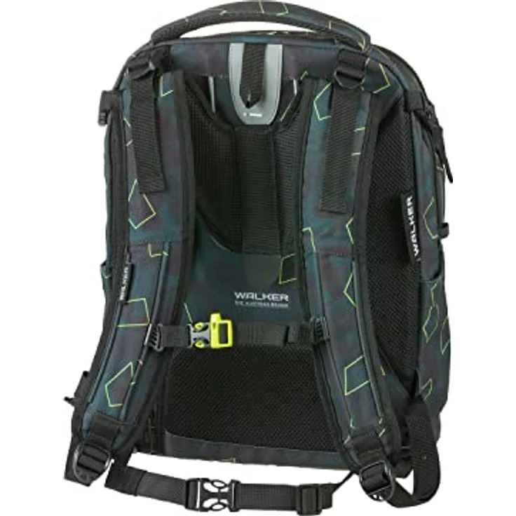 Walker 42122-363, Schulrucksack Campus Evo 2.0 "Green Polygon", 3 Fächer, Rückenpolsterung, höhenverstellbares Tragesystem, wasserabweisendes Material, 33 Liter, dunkelgrün – Bild 2