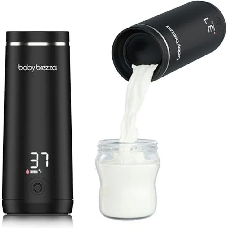 Baby Brezza SuperFast Portable Warmer, Tragbarer Muttermilch- & Wasserwärmer mit 4 Temperaturstufen, USB-C, gleichmäßige Erwärmung durch Sensor-Technologie, Edelstahl – Bild 1