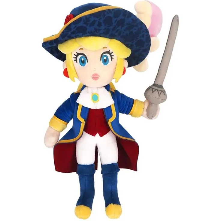 Together+ Super Mario Princess Peach Swordfighter Teddybär, 26 cm Plüschfigur, offiziell lizenziert von Nintendo