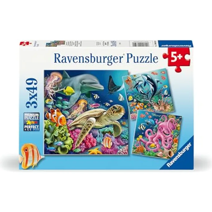 Ravensburger Kinderpuzzle - 12000859 Bezaubernde Unterwasserwelt - 3x49 Teile Puzzle für Kinder ab 5 Jahren, inklusive Mini-Poster
