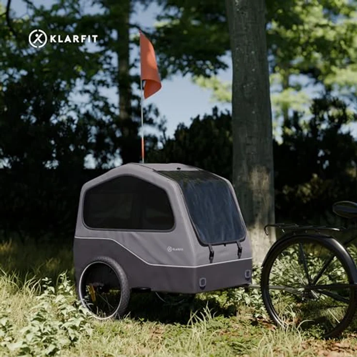 KLARFIT Fahrradkinderanhänger Goldie Home 334 L, Wetterfest Hund Faltbar Stahl 20-28" - Fahrradanhänger Schwarz – Bild 6