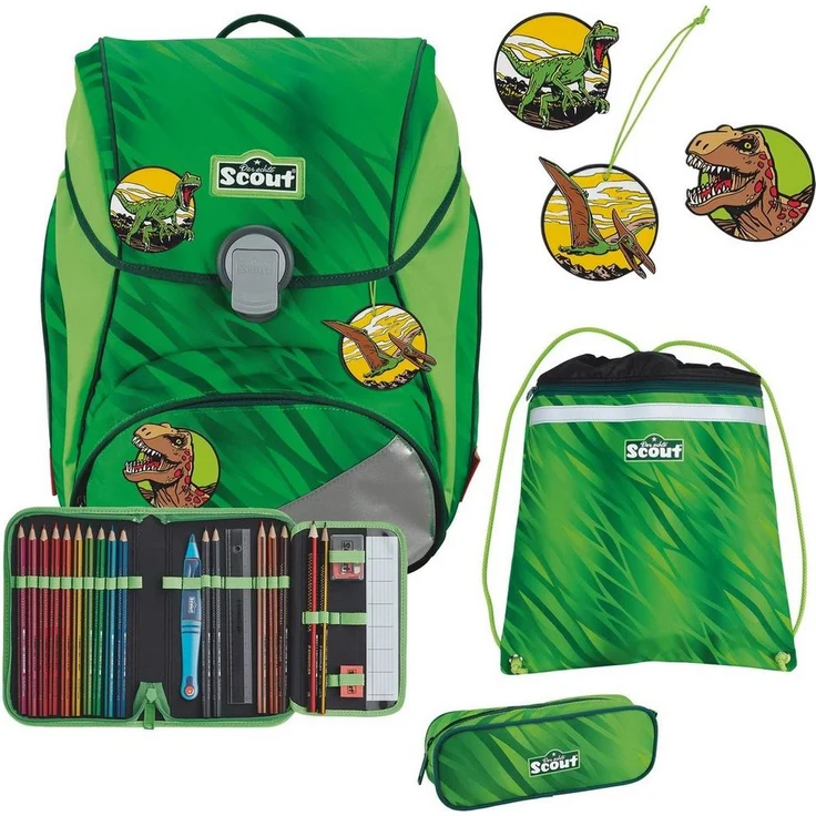 Scout Alpha DIN Dino Rex, ergonomischer Schulranzen mit höhenverstellbarem Tragegurtsystem und 20 Litern Volumen – Bild 1