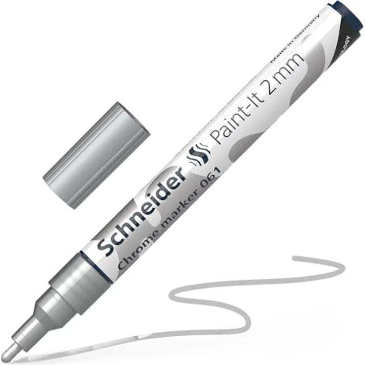 SCHNEIDER NOVUS Chrommarker 061, Filzstift mit 2 mm Strichbreite und hochpigmentierter Tinte, Spiegeleffekt – Bild 3