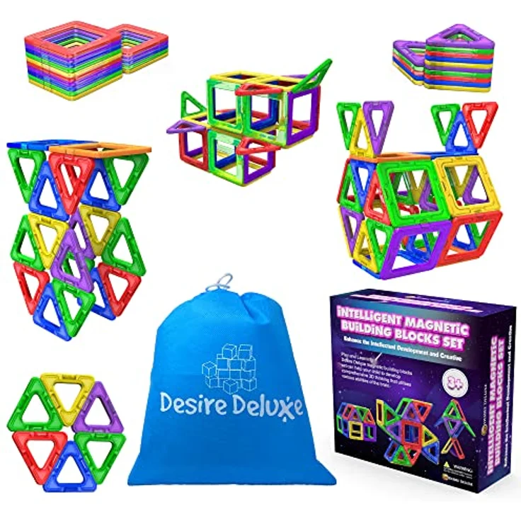 Desire Deluxe Magnetische Bausteine, 30-teiliges Konstruktionsspielzeug-Set für Kinder, Spiel | STEM Kreativität, pädagogische Magnete Spielzeugblöcke Jungen und Mädchen im Alter von 3 4 5 6 7 Jahren – Bild 2