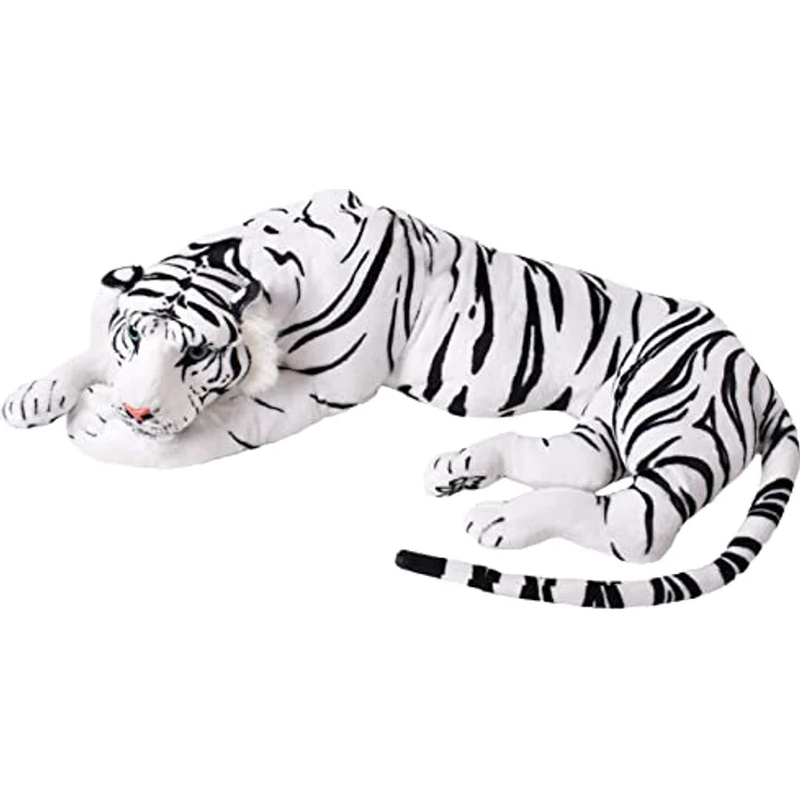TE-Trend Weißer Tiger Kuscheltier XXL Plüschtier Stofftier liegend Katze Großkatze Raubkatze Deko Figur Geschenk Spielzeug 70cm Mehrfarbig – Bild 2