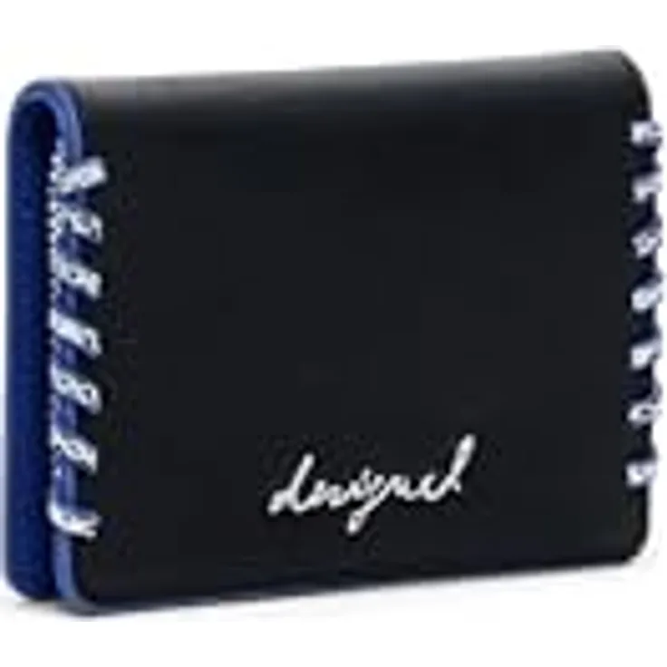 Desigual Geldbörse Capsule Tiny Greta Medium Wallet, Set 2-tlg, schwarz/blau, mit Fächern für Karten und Münzgeld