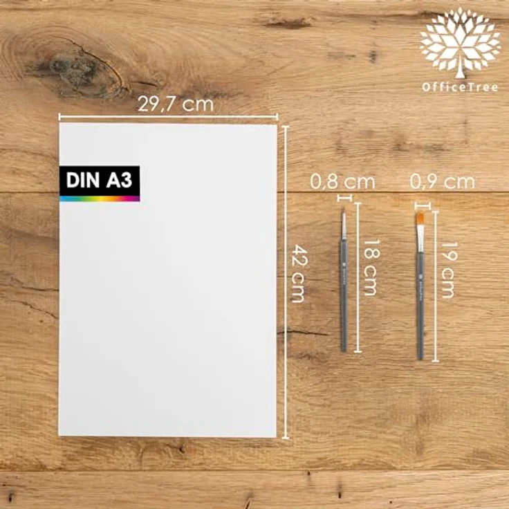 OfficeTree Aquarellpapier 40 Blatt A3 300g, säurefreies Wasserfarben Papier mit 2 Pinseln, strukturiert und glatt, ideal für Aquarellmalerei, Acrylfarben und mehr – Bild 4