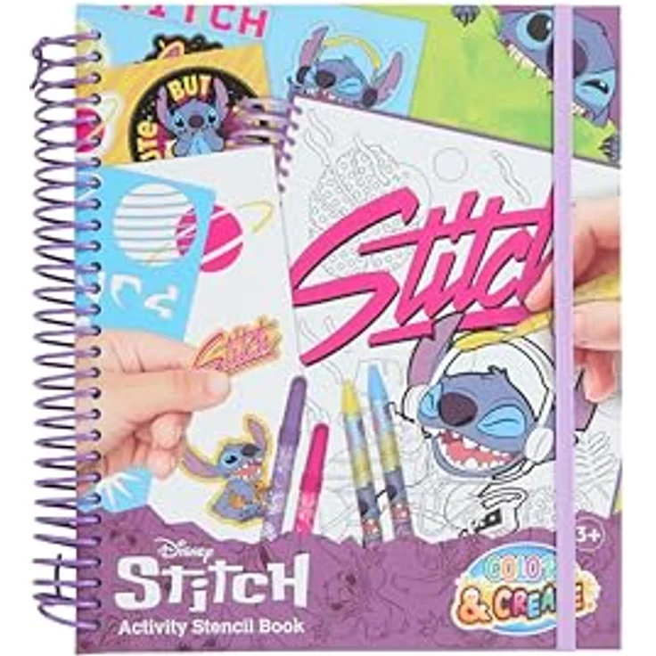 Canenco Kreativset Disney Stitch - Color & Create - Schablonen-Malbuch für kreative Bastelideen, geeignet für Kinder ab 3 Jahren – Bild 5