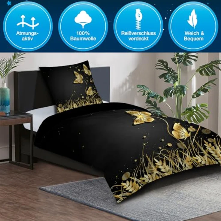 Sanilo® Bettwäsche 135x200 cm, 100% feinste Baumwolle, Oeko-TEX Zertifiziert, Silhouette (2-teilig 135x200 cm) – Bild 4