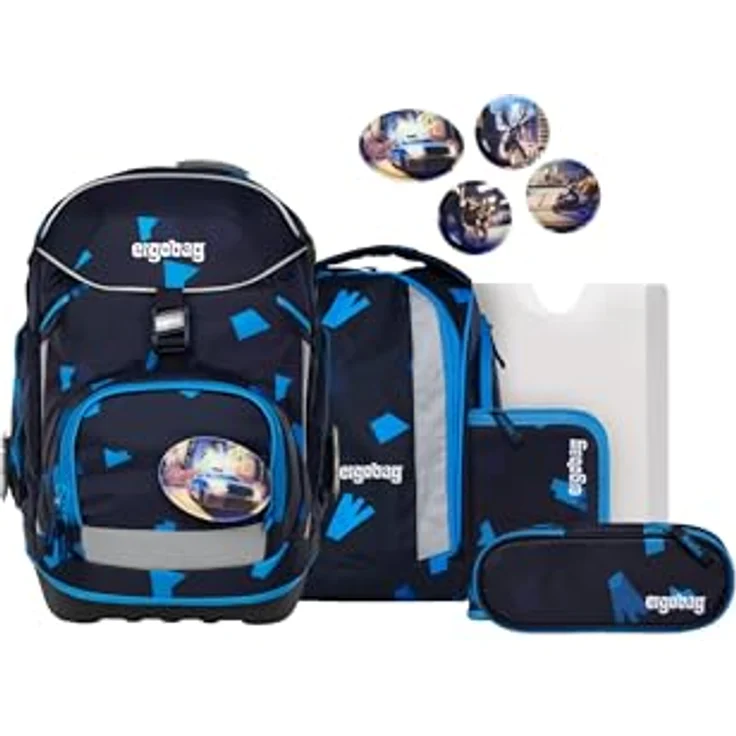 ergobag pack Set, ergonomischer Schulrucksack 6-teilig, höhenverstellbar, wasserdicht, individuell gestaltbar, für 1. Klasse Jungs und Mädchen – Bild 1